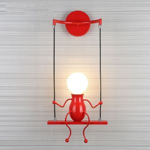 E27 LED Personality Creative Retro Wrought Iron Villain Wall Lamp without Bulb(Red)