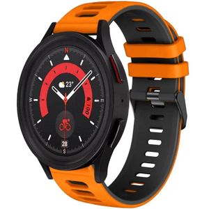 For Samsung Galaxy Watch 5  44mm 20mm Two-Color Silicone Watch Band(Orange+Black)