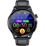 TK22 1 39 inch IP67 waterdichte lederen band smartwatch ondersteunt ECG / niet-invasieve bloedsuiker