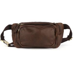 6364 Men Casual Messenger Chest Bag Retro Leather Multifunctional Waist Bag(Cofffee)