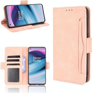 For OnePlus Nord CE 5G Skin Feel Calf Pattern Horizontal Flip Leather Case with Holder & Card Slots & Photo Frame(Pink)
