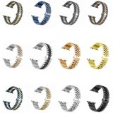 Five Beads Stainless Steel Replacement Watchbands For Apple Watch Series 6 & SE & 5 & 4 44mm / 3 & 2 & 1 42mm(Black + Gold)