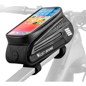 West Biking Bicycle Hard Shell voorstraaltas mobiele telefoon touchscreen zadeltas