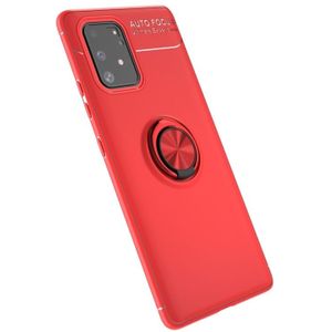 For Galaxy A91 Metal Ring Holder 360 Degree Rotating TPU Case(Red+Red)