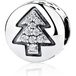 S925 Sterling Silver Pendant Christmas Tree Beads DIY Bracelet Necklace Accessories