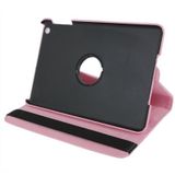 360 graden draaiend lederen hoesje met houder voor iPad mini 1 / 2 / 3 (roze)