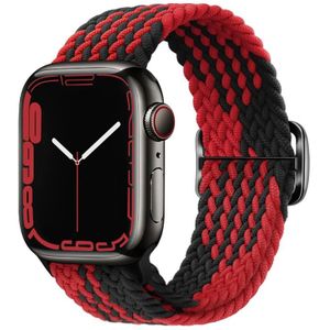 Gesp nylon gevlochten horlogeband voor Apple Watch-serie 8 & 7 41 mm / SE 2 & 6 & SE & 5 & 4 40 mm / 3 & 2 & 1 38 mm (zwart rood)