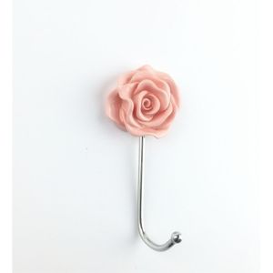 6 PCS Bathroom Non-perforated Rose Hook Non-marking Resin Adhesive Hook(Pink Rose )