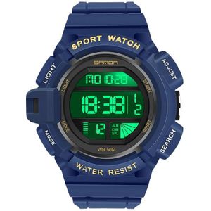 Sanda 2106 LED Digitale Display Lichtgevende Wekker Heren Outdoor Sport Electronic Watch (Dark Blue)