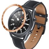 For Samsung Galaxy Watch 3 45mm Smart Watch Steel Bezel Ring  E Version(Rose Gold Ring White Letter)