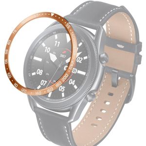 For Samsung Galaxy Watch 3 45mm Smart Watch Steel Bezel Ring  E Version(Rose Gold Ring White Letter)