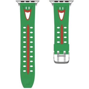 For Apple Watch Series 3 & 2 & 1 38mm Fashion Smiling Face Pattern Silicone Watch Strap(Green)