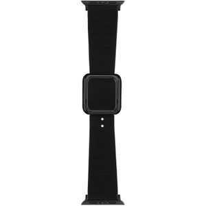 Zwarte vierkante gesp siliconen horlogeband voor Apple Watch Series 7 41 mm / 6 & SE & 5 & 4 40 mm / 3 & 2 & 1 38 mm