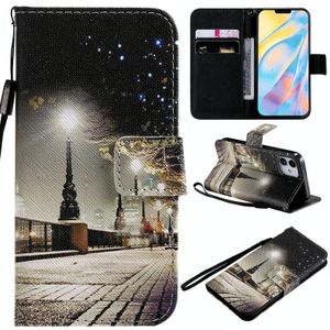 Painting Horizontal Flip Leather Case with Holder & Card Slot & Lanyard For iPhone 12 mini(Cityscape)