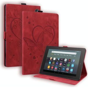 Voor Amazon Kindle Fire 7 2022 Love Butterfly patroon lederen tablethoes met houder en slaapstand