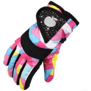 Kinderen Full Finger Ski Handschoenen Waterdicht gewatteerde warme handschoenen  grootte: 3-6 jaar oud (Roze)
