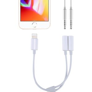 MH027 16cm 2 in 1 Dual 3.5mm Female to 8 Pin Male Audio Adapter  For iPhone X  iPhone 8 Plus & 7 Plus  iPhone 8 & 7  iPhone 6 & 6s  iPhone 6 Plus & 6s Plus  iPad