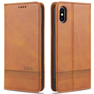 AZNS Magnetic Calf Texture Horizontal Flip Leather Case with Card Slots & Holder & Wallet For iPhone XS Max(Light Brown)