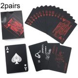 2pairs 54 stks Waterdichte Plastic Poker Tafel Games Kaarten PVC Magic Speelkaarten (Rood)