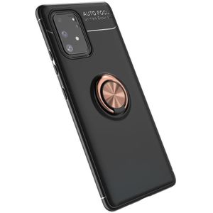 For Galaxy A91 Metal Ring Holder 360 Degree Rotating TPU Case(Black+Rose Gold)