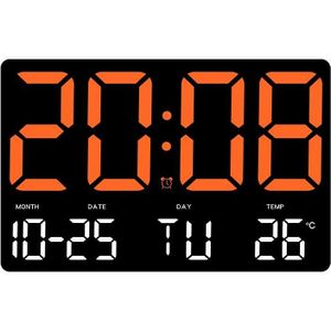 Groot display Led digitale klok 5 standen Helderheid Instelbare temperatuur Mute elektronische klok (oranje rode dubbele kleur)
