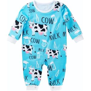 Baby Long Sleeve Printed One-piece Jumpsuit (Color:Blue Size:80)