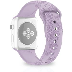 Zonnebloem embossing siliconen horlogeband voor Apple Watch Series 7 41mm / 6 & SE & 5 & 4 40mm / 3 & 2 & 1 38mm