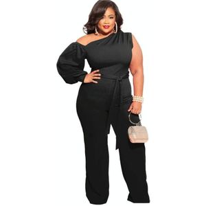 Vrouwen plus size sweatpants wide poot broek (kleur: zwart maat: xxxl)