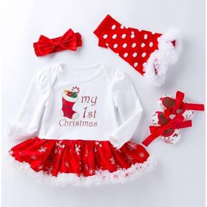 Vierdelige Baby Snowflake Long-sleeved Dress (Kleur: Kerstkousmaat:80)