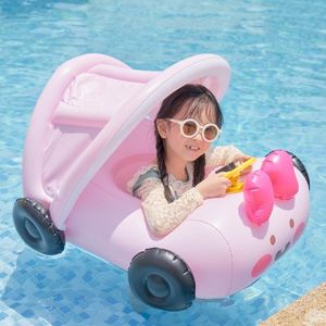 Verwijderbare zonneschade auto vorm opblaasbaar zwembad vlotter zwemring baby dobberstoel