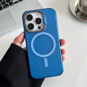 Voor iPhone 12 Pro Max onzichtbare houder Magsafe ultradunne pc-telefoonhoes (transparant blauw)