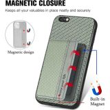 Voor iPhone 6 / 6s koolstofvezel magnetische kaart tas telefoonhoes