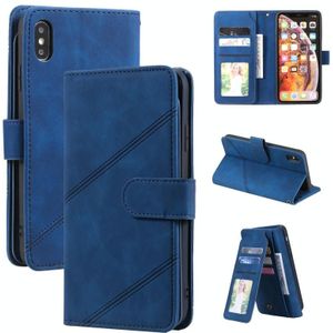 Skin Feel Business Horizontal Flip PU Leather Case with Holder & Multi-Card Slots & Wallet & Lanyard & Photo Frame For iPhone XS Max(Blue)