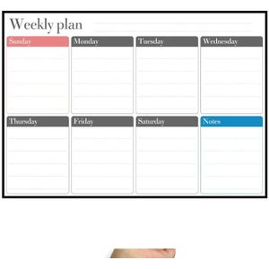Magnetic Weekly Plan Refrigerator Magnet PET Magnetic Soft Whiteboard  Size: 29.7cm x 42cm (Black)