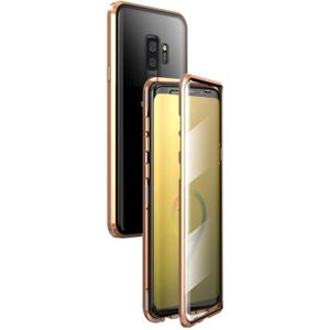 For Samsung Galaxy S9+ Magnetic Metal Frame Double-sided Tempered Glass Case(Gold)