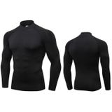 High Collar Fitness Running Stretch Quick Dry Standing Collar T-shirt met lange mouwen (kleur: zwarte zwarte lijngrootte:S)