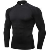 High Collar Fitness Running Stretch Quick Dry Standing Collar T-shirt met lange mouwen (kleur: zwarte zwarte lijngrootte:S)