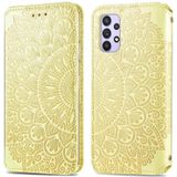 For Samsung Galaxy A32 5G Blooming Mandala Embossed Pattern Magnetic Horizontal Flip Leather Case with Holder & Card Slots & Wallet(Yellow)