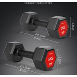 4KG A Pair Red Seal Household Glue Fitness Hexagon Dumbbells