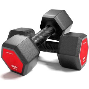 4KG A Pair Red Seal Household Glue Fitness Hexagon Dumbbells