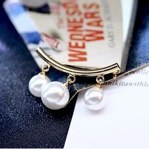Anti Slip Pin Simple Pearl Brooch Women Accessories Cardigan Anti Wearing Pins Enamel Pin(Gold)