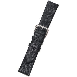 Thin Watch Chain With Calfskin Lizard Pattern Strap  Size: Strap Width  12mm(Black Silver Pin Buckle)