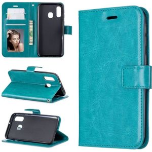 Crazy Horse Texture Horizontal Flip Leather Case with Holder & Card Slots & Wallet & Photo Frame for Galaxy A20E(Blue)