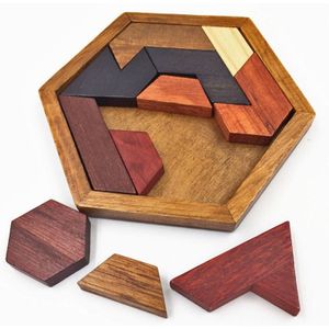 Kinderen Houten Speelgoed Hexagon Puzzel Geometrische Abnormity Vorm Puzzel Tangram