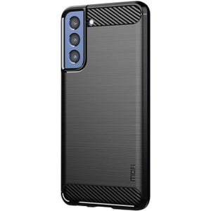 For Samsung Galaxy S21 FE MOFI Gentleness Series Brushed Texture Carbon Fiber Soft TPU Case(Black)