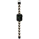 Enkele elastische nylon gevlochten horlogeband voor Apple Watch Ultra 49 mm / serie 8 & 7 45 mm / SE 2 & 6 & SE & 5 & 4 44 mm / 3 & 2 & 1 42 mm (zwart abrikoos)