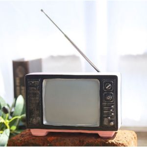 Vintage Radio TV Set Home Decoration Retro Craft Decoration  Style:TV Pink