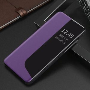 For Huawei P20 Side Display Shockproof Horizontal Flip Leather Case with Holder & Call Answering Function & Sleep / Wake-up(Purple)