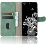 For Samsung Galaxy S20 Ultra Solid Color Skin Feel Magnetic Buckle Horizontal Flip Calf Texture PU Leather Case with Holder & Card Slots & Wallet(Green)