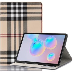 For Galaxy Tab S6 T860 / T865 Plaid Texture Horizontal Flip Leather Case with Holder & Card Slots & Wallet (White)